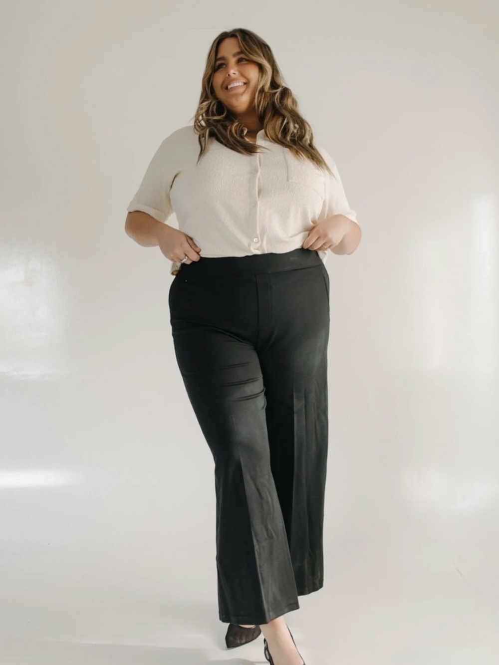 SPANXsmooth PerfectFit Wide Leg Ponte Pants Black XL